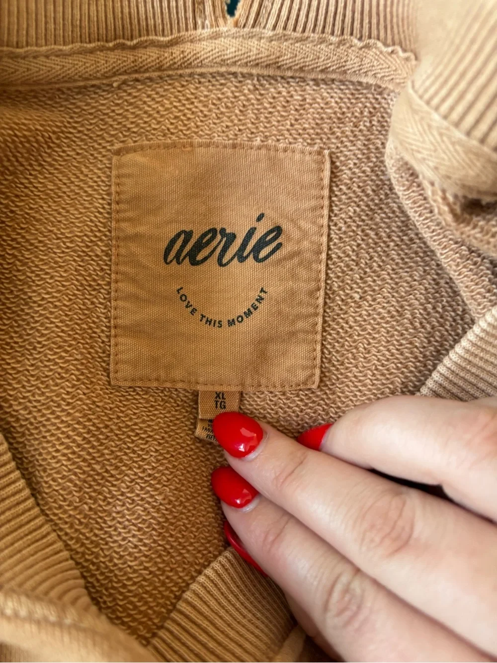 aerie Sunday Scaries Scoop Neck Sweatshirt in Light Brown